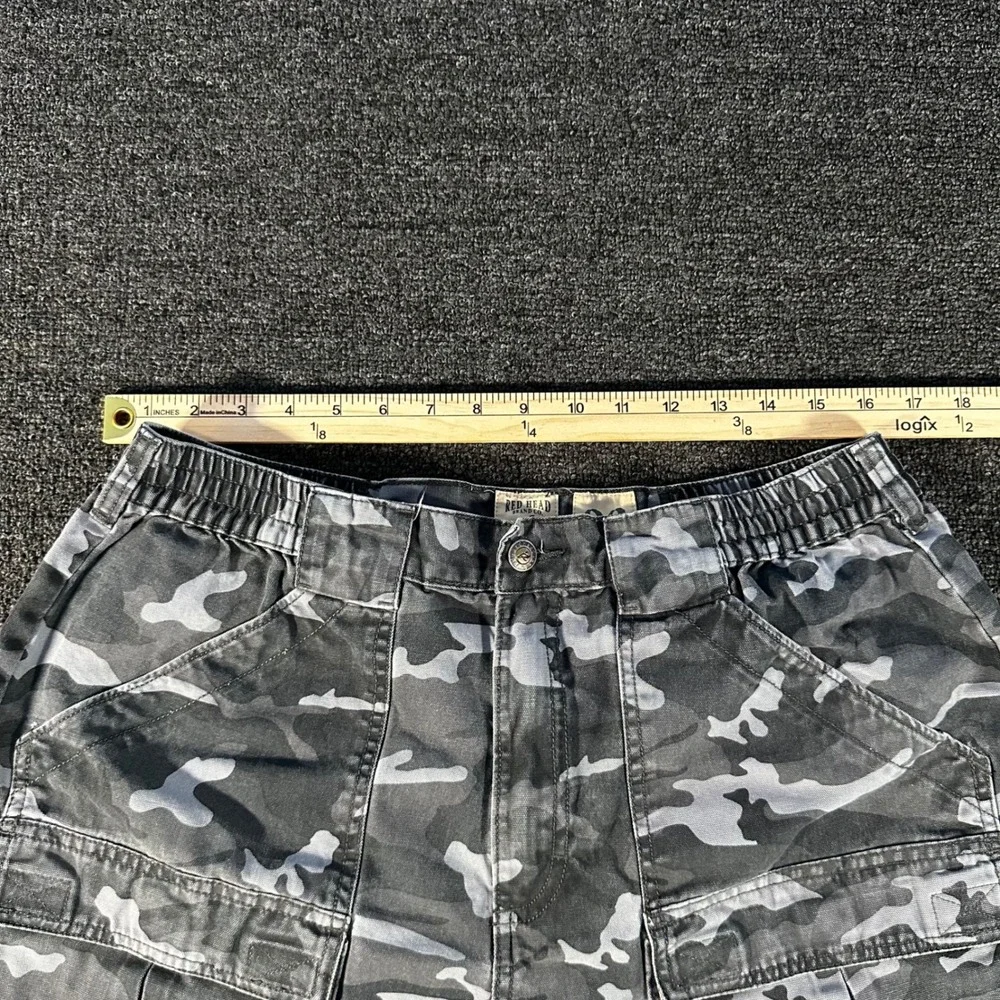 Red Head Cargo Shorts Mens 36 Gray Camo Good Elastic Waist Cotton Utility